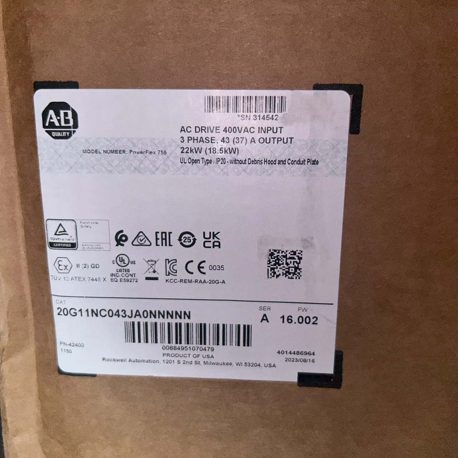 Allen-Bradley Drives PowerFlex 755 20G11NC043JA0NNNNN