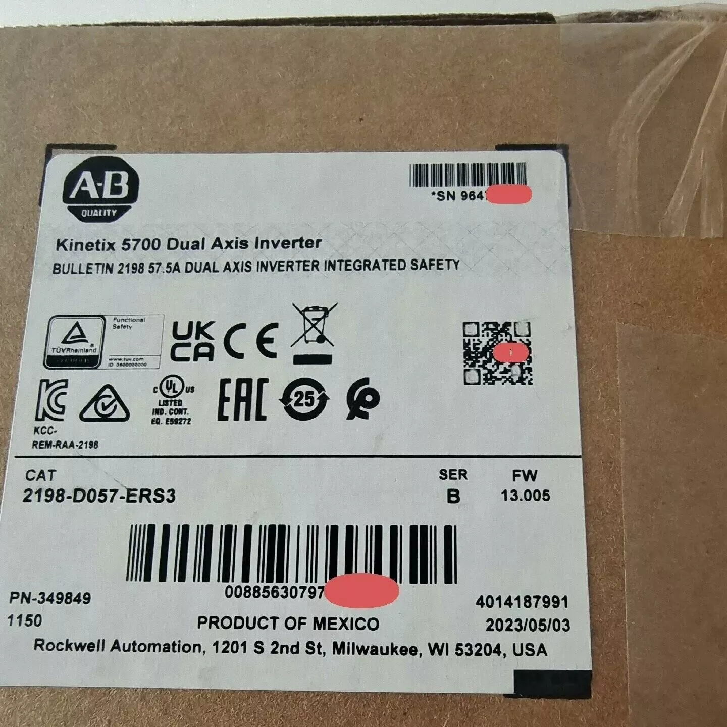 Allen-Bradley Motion control Kinetix 2198-D057-ERS3