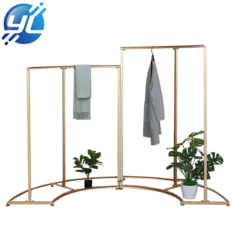 Newly Arrival Rotating Shoe Display Stand -
 Boutique Display Rack Shiny Gold Garment Shelf Women Clothing Store Clot...