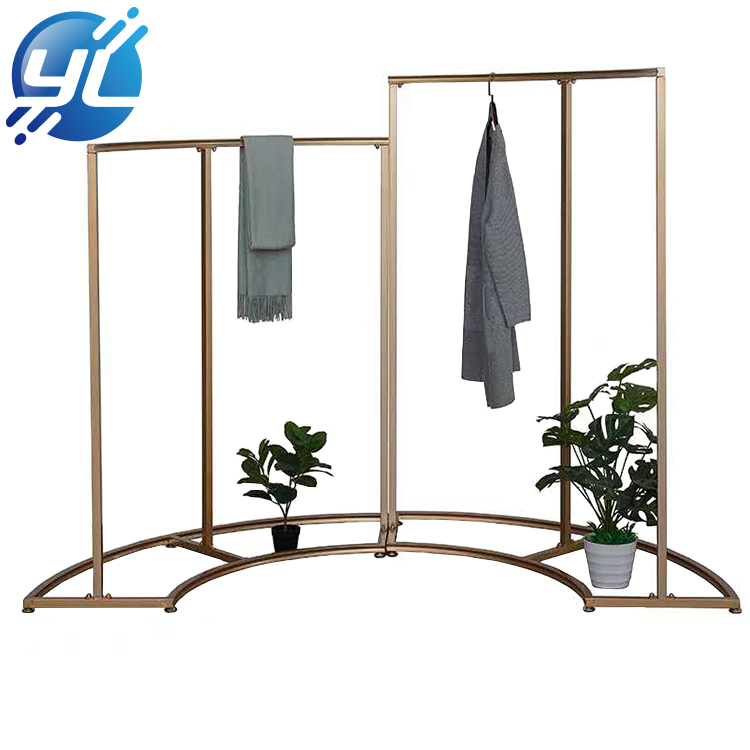 Newly Arrival Rotating Shoe Display Stand -
 Boutique Display Rack Shiny Gold Garment Shelf Women Clothing Store Clot...