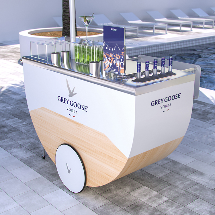 Outdoor Mobile Bar Cart for Poolside Events and Luxury Venues