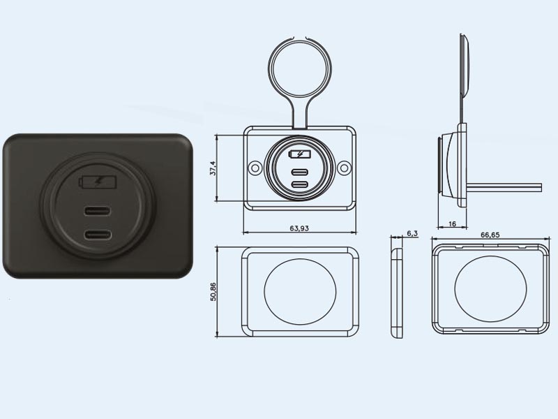 12 24 volt usb C charger YM1288CCmd2