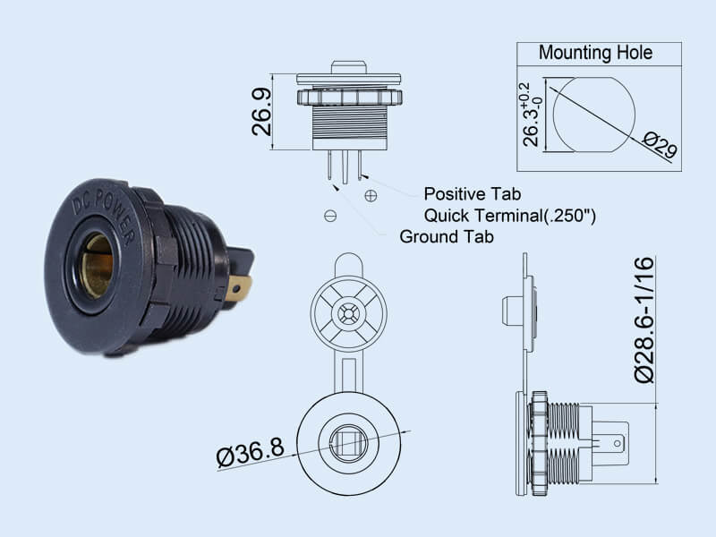 12 volt female socket YM1122 (1)wru