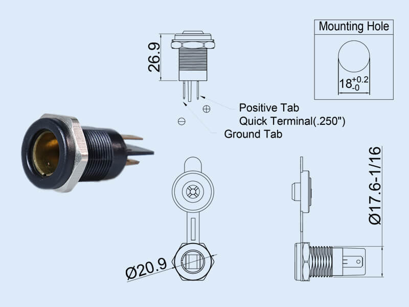 12 volt female socket YM1123 (1)dzw