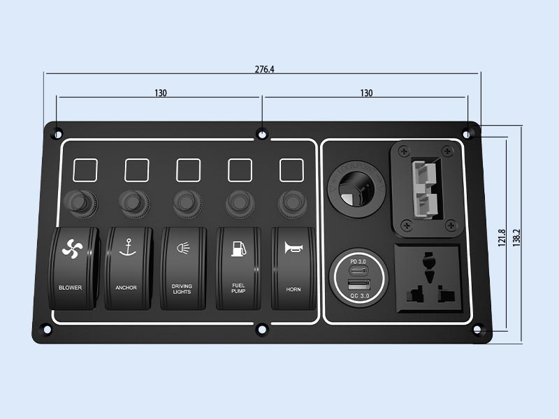 custom marine switch panel YMASP5G0073P1L-1UAC1DC1AM1ANybk