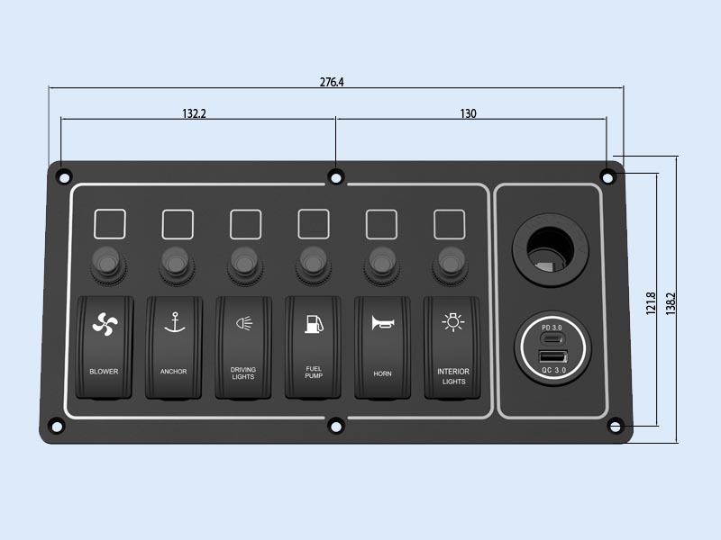custom marine switch panel YMSAP6G0073P1L-1DC1UAC84x