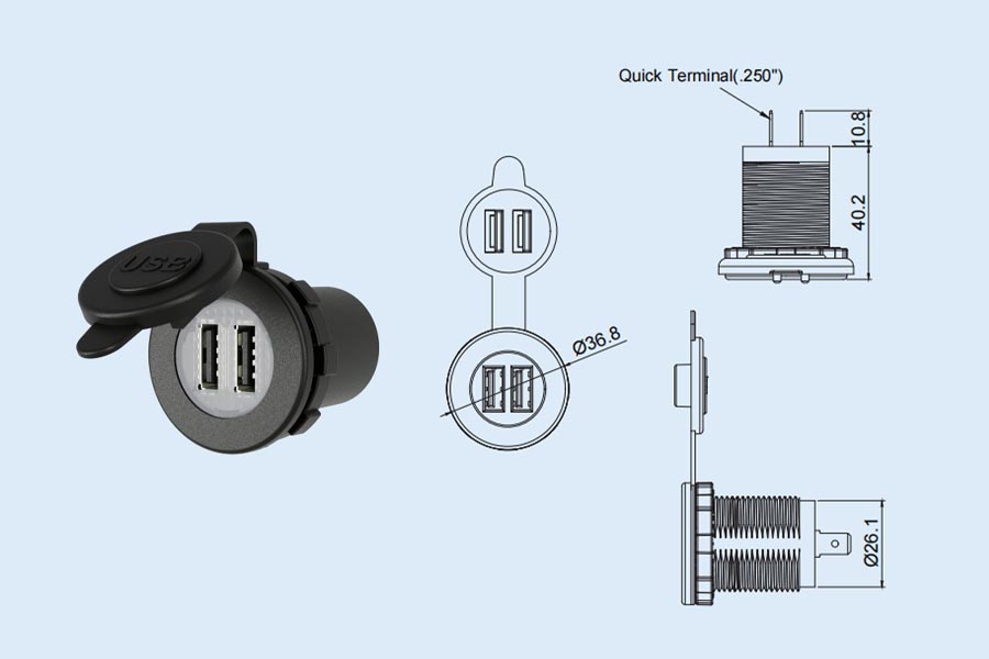 dual 12v socket YM1094