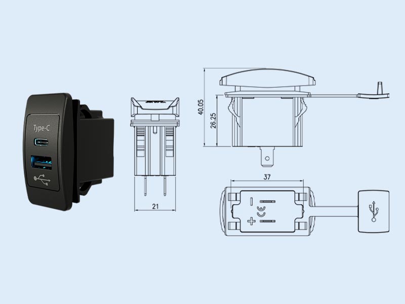dual 12v socket YM1125ac