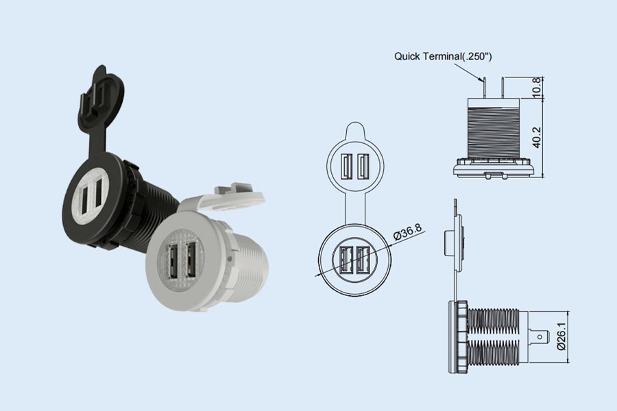 dual usb charger YM1106-2