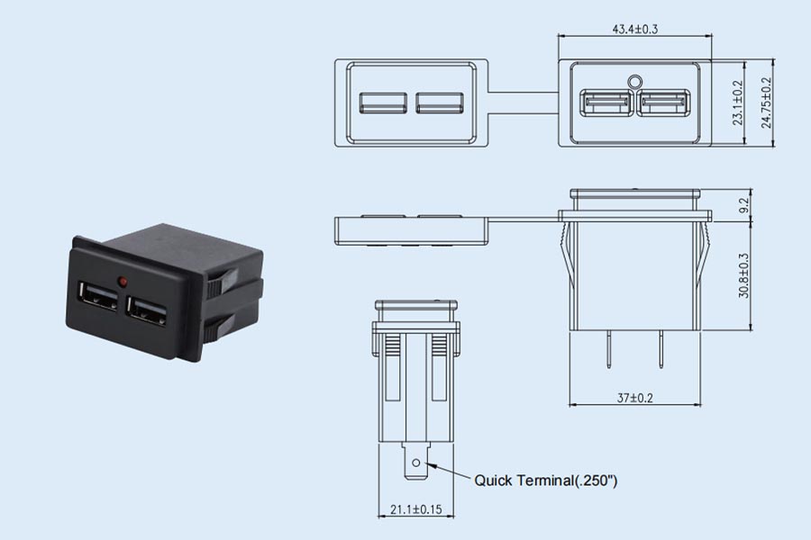 dual usb charger YM1124