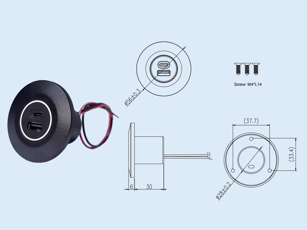 USB A+C charger YM1311AC