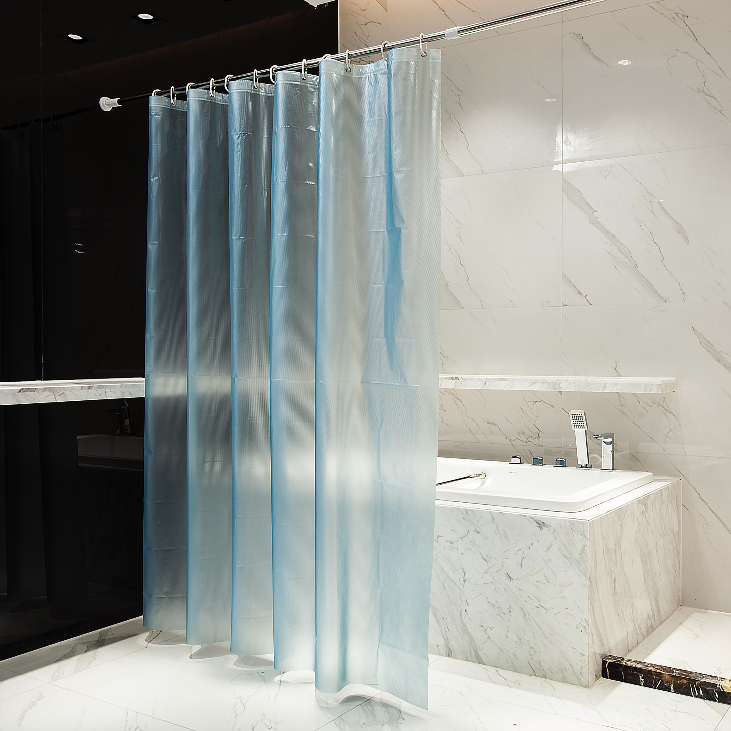 Premium PEVA Shower Curtain Blue, Luxury Shower Curtain Soft Touch, Waterproof Curtain Liner Customize Packaging