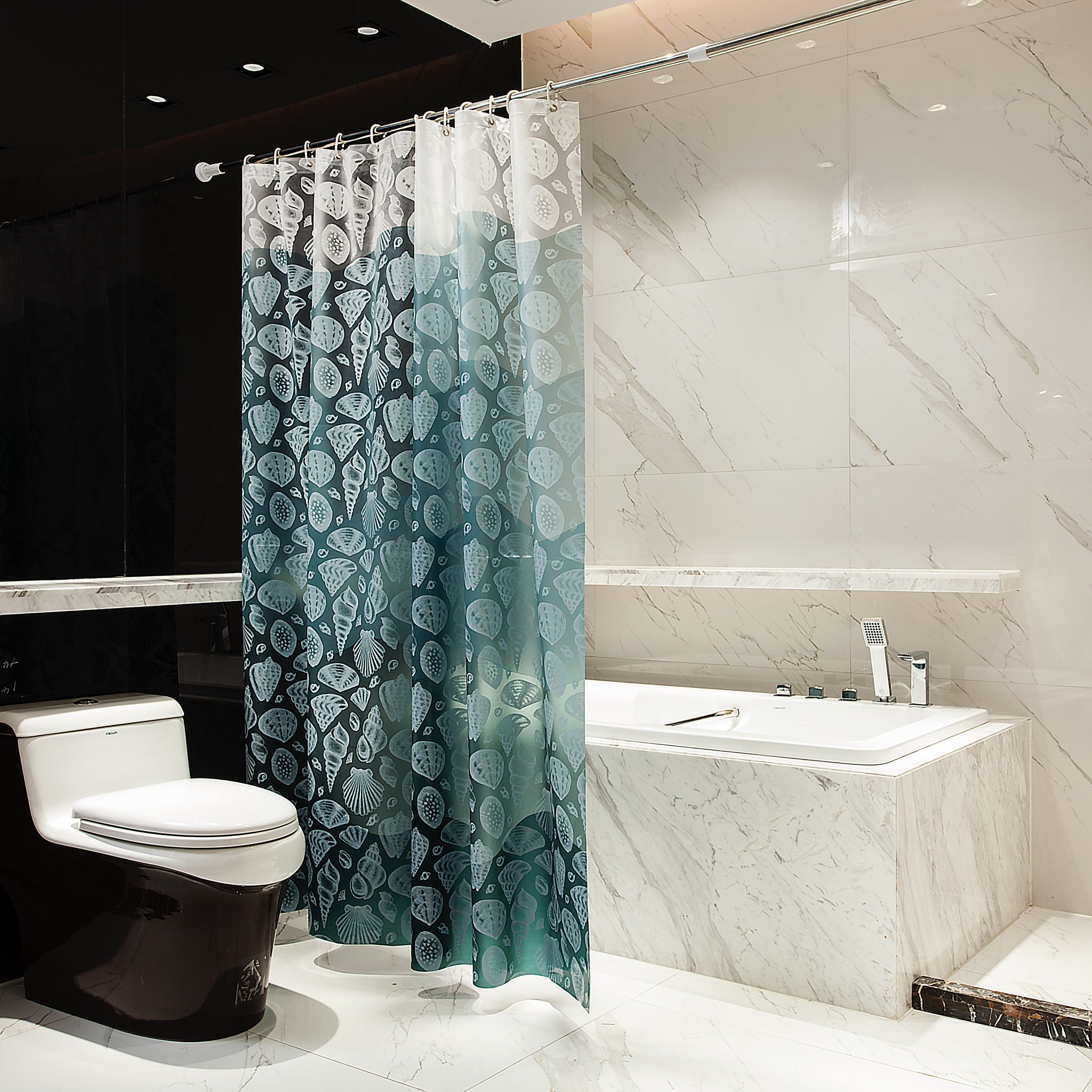 Waterproof PEVA Shower Curtain,Seashell Coral Themed Bath Curtain,Ocean Shower Curtains for Bathroom with 12 Hooks