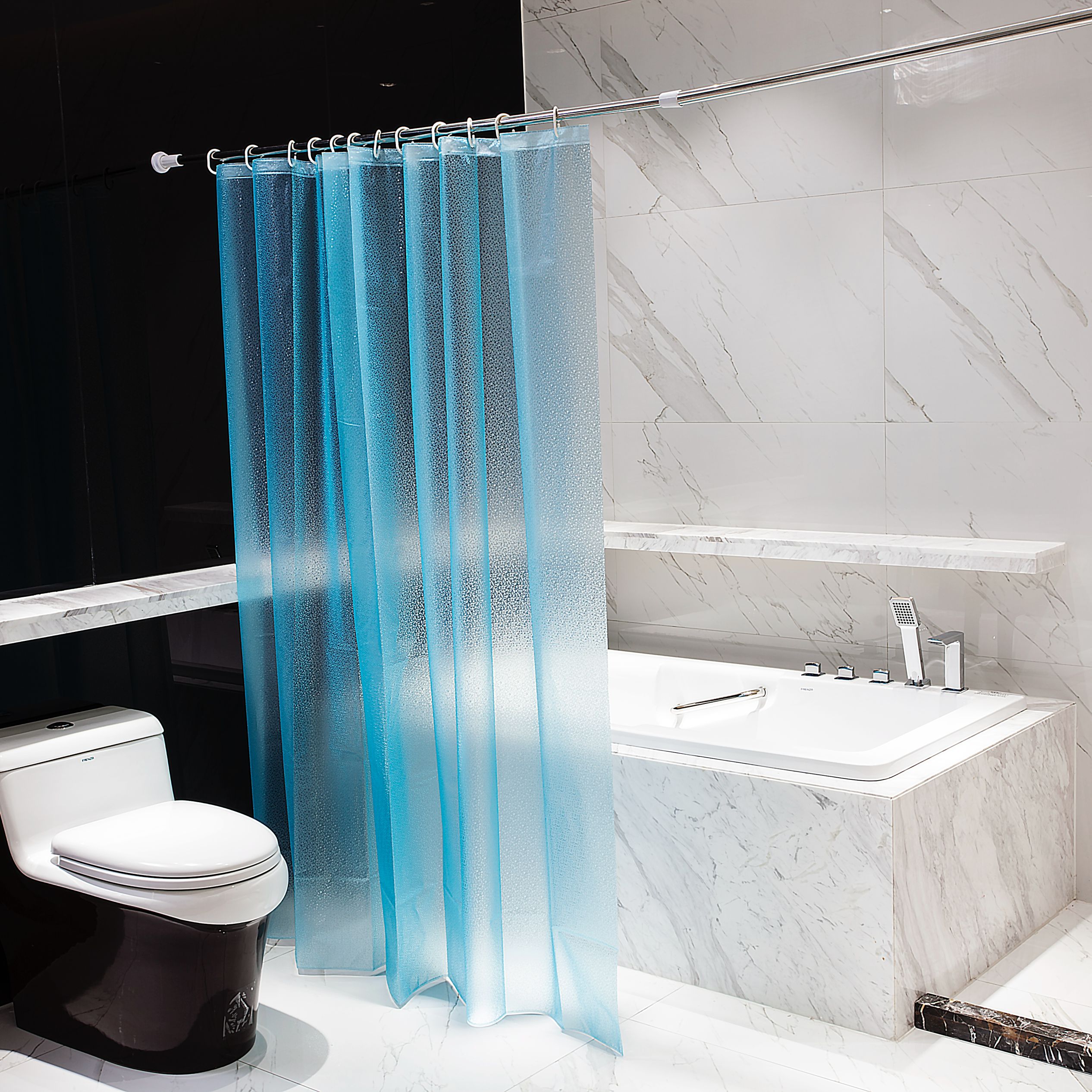The Perfect Blend of Style and Functionality Light Blue Mosaic PEVA Shower Curtain