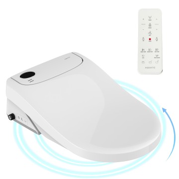 AQUATIZ AQ1131 D-Shaped Electric Bidet Toilet Seat, Auto Open/Close Lid, Self-Cleaning Nozzle, Oscillating Wash, Heated Seat, Warm Water, Dryer & Night Light