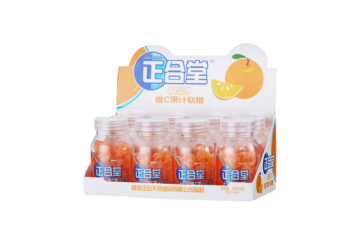 Série de bonbons gélifiés au jus de fruits et à la vitamine C