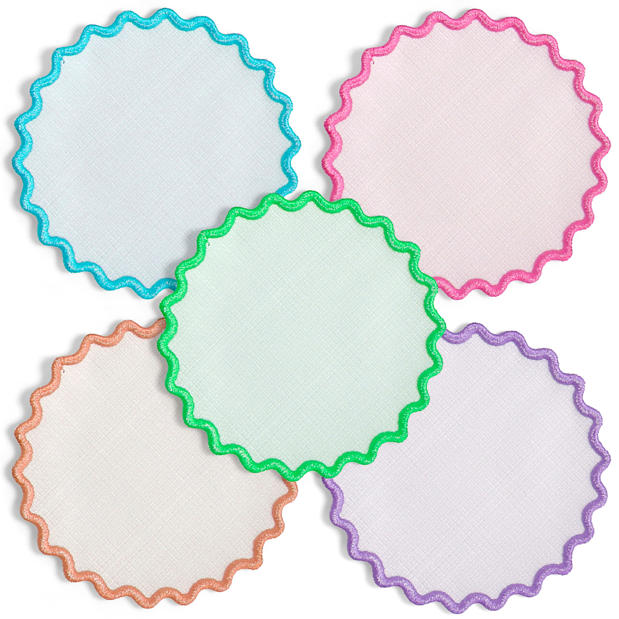 embroidery scalloped fabric coaster