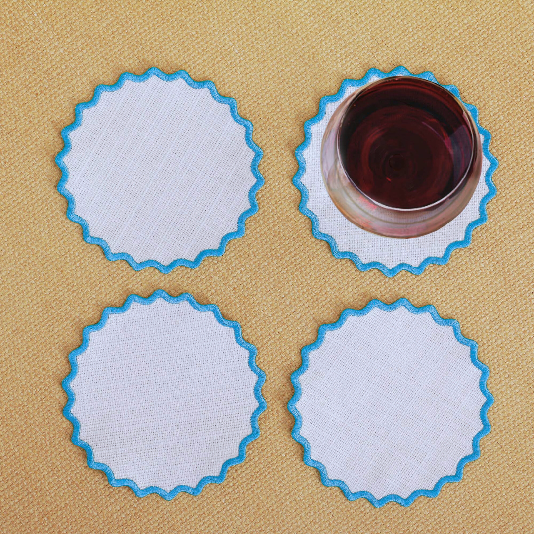embroidery scalloped fabric coaster