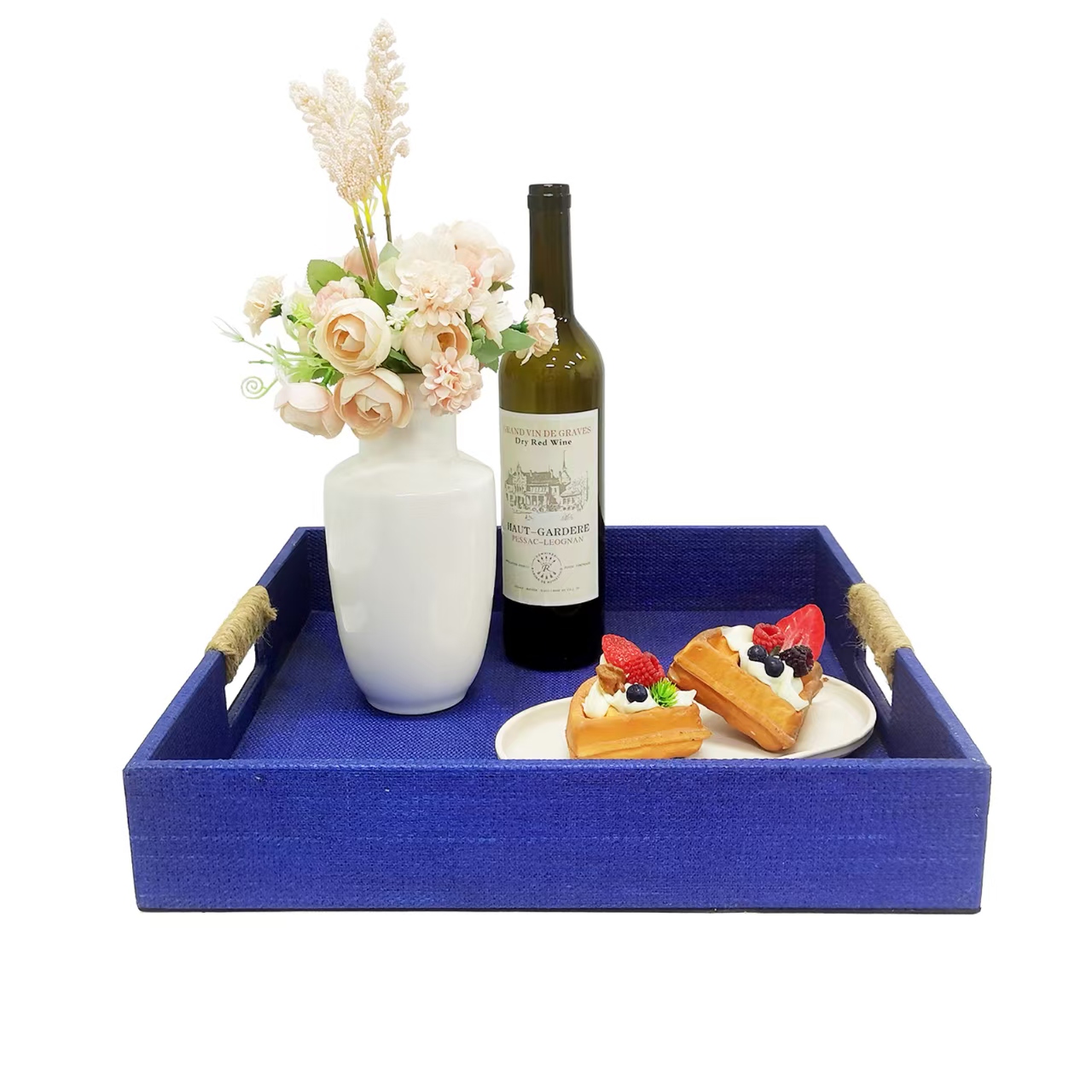 Rope Handle Natural Wooden Pulp Tray