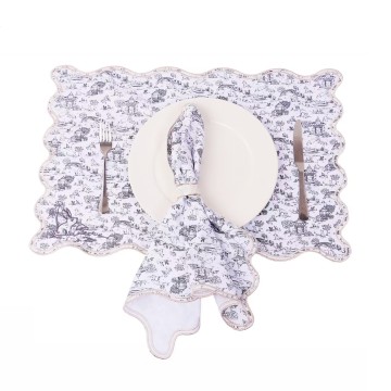 Embroidered scalloped edge placemat