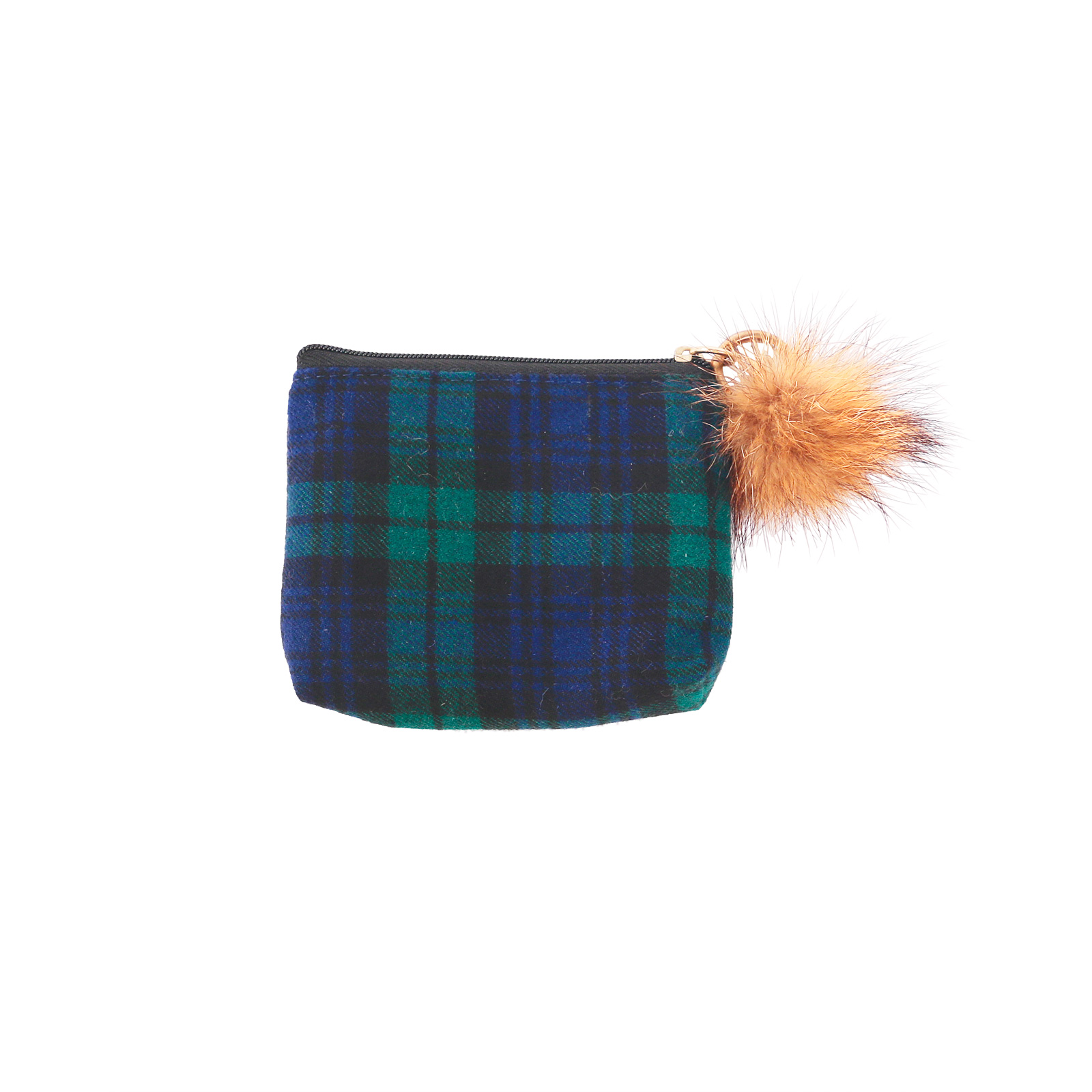 plaid -zippered -coin-Pouch