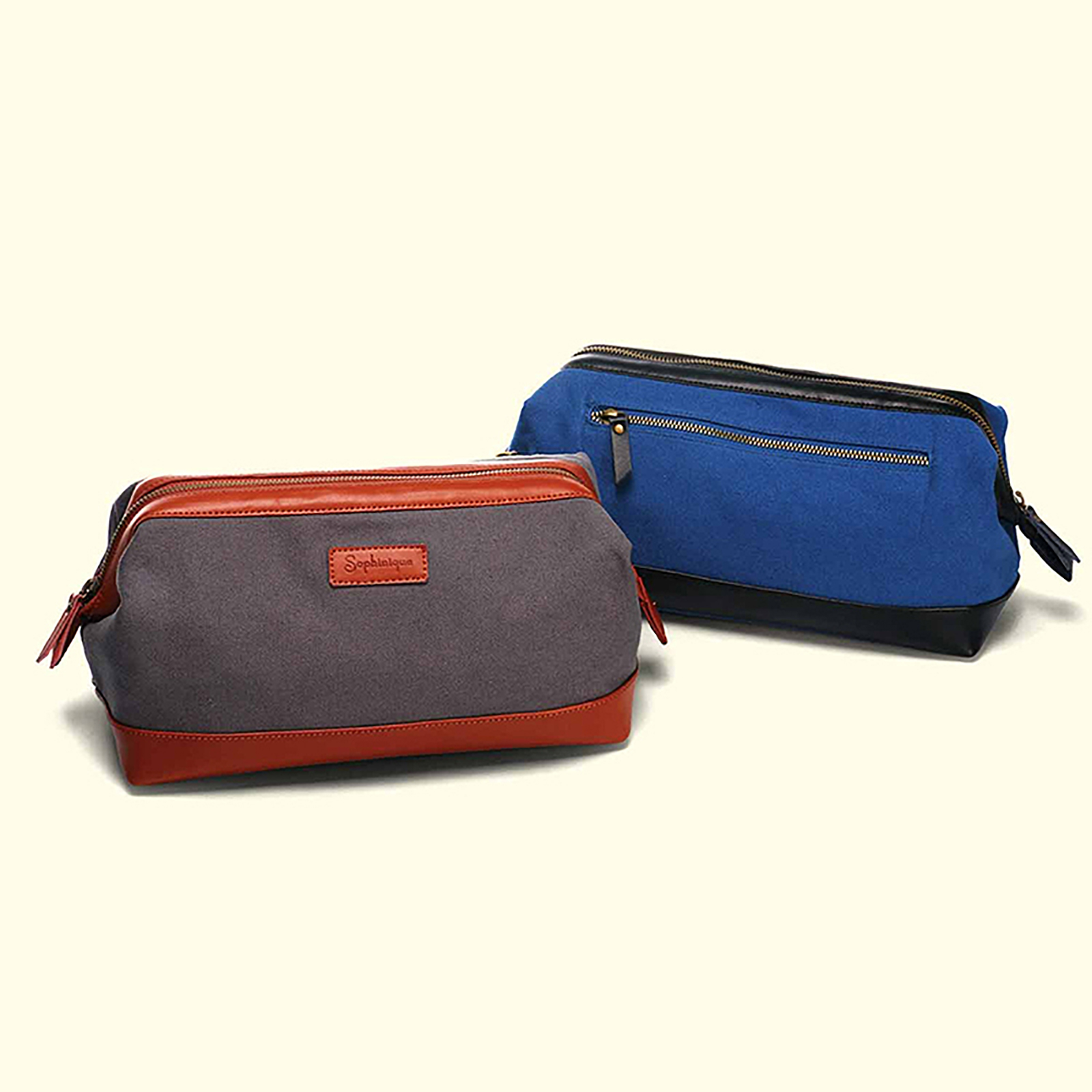 Shaving kit Dopp Kit Men’s Bag-Combination of Canvas and Leather