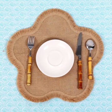 Fringe Scallop edge imitation jute placemat-1