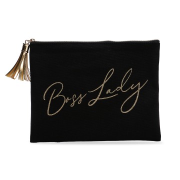 Gold Glitter Cotton Canvas Pouch