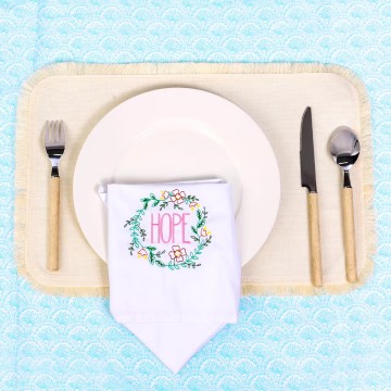 Fringe edge imitation jute placemat