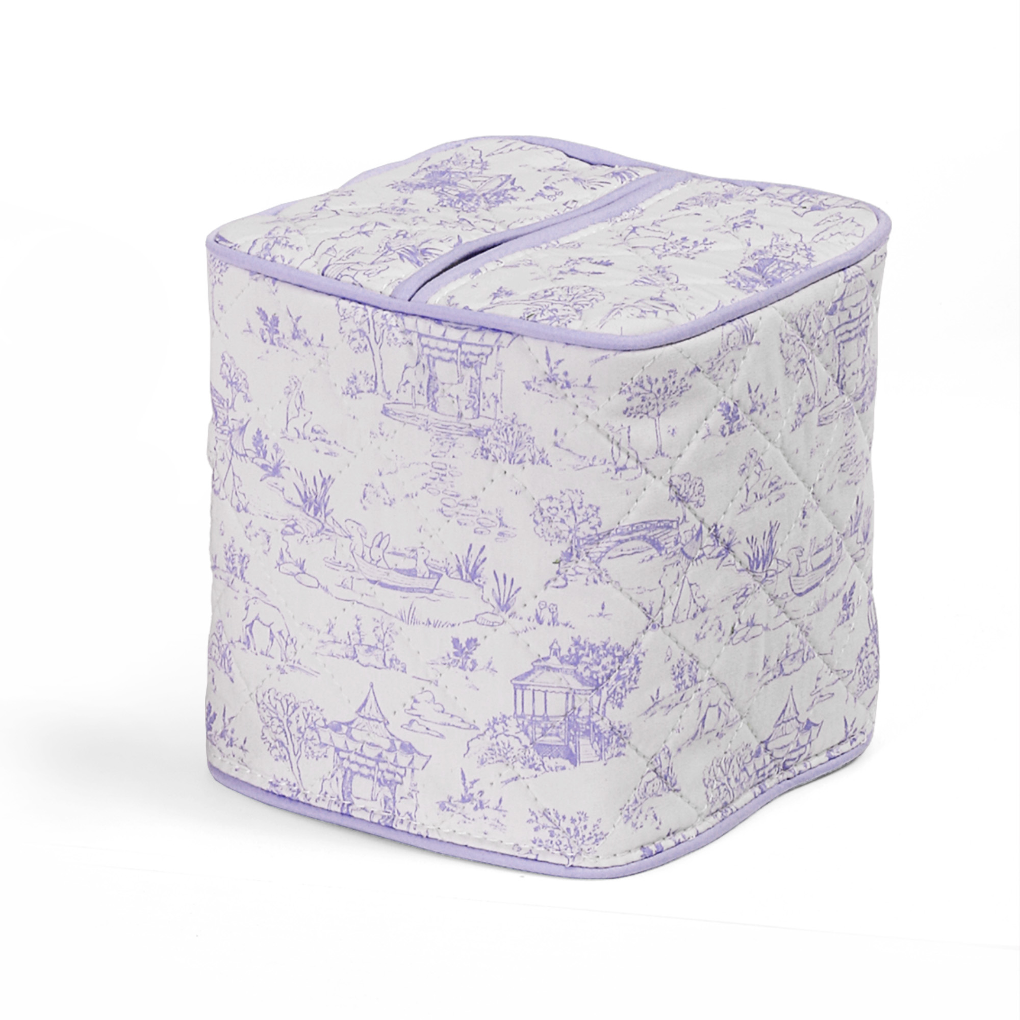 Cotton tile quilted tissue box cover
