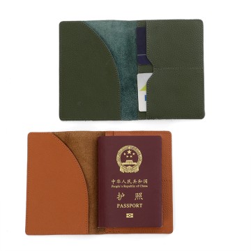 Genuine Leather Passport Holder with Camouflage Lining – Stylish Travel Wallet