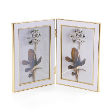 Wholesale Vegan Crocodile Leather Double Picture Frame 5x7" – Metal Edge Photo Frame for Bulk Orders