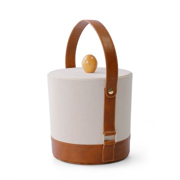Canvas Ice Bucket with Vegan Leather Handle