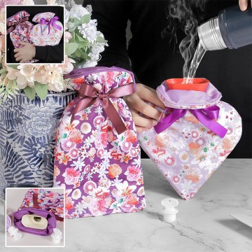 Hot Water Bottle With Printed Velvet Cover