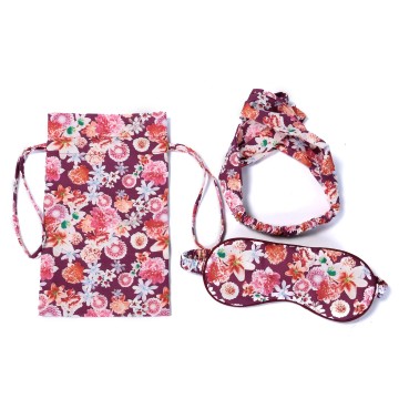 Printed Cotton Eye mask & Hairband in Matching Pouch