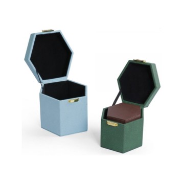 Hexagon faux shagreen jewelry storage box
