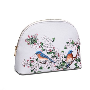 Oyster Shaped Vegan Leather Medium Cosmetic Bag...