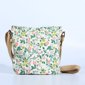 Printed Canvas Crossbody Bag with Adjustable Strap.