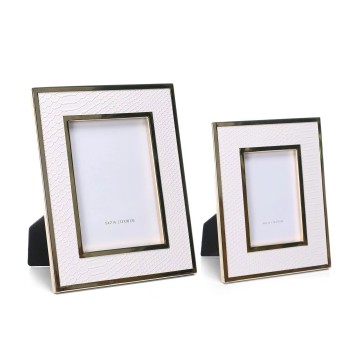 Gold Trim Vegan Leather Photo Frame
