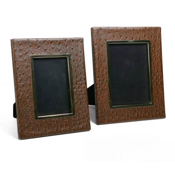 Navy Ostrich Photo Frames with Gold Edge