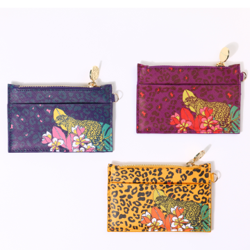 Printed Vegan Leather Zipper Purse For Women