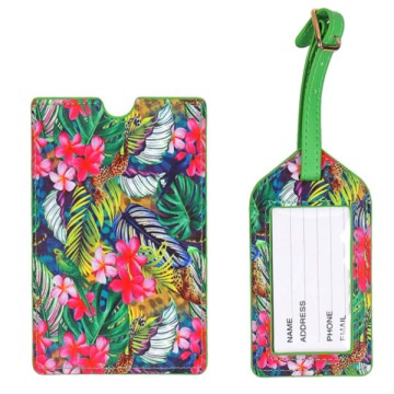 Floral Printed Luggage Tag and Passport Holder Gift Set
