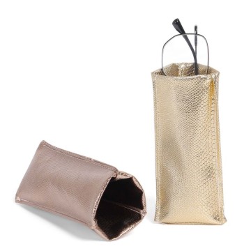 Metallic Looking Vegan Leather Standing Triangular Weighted Eyeglasses/ Accessory Holder