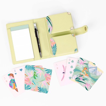 Printed PU Leather Playing Card Case with Notepad