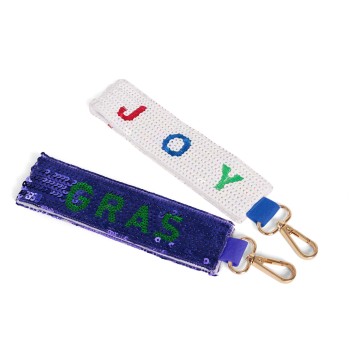 Travel Wrist Lanyard Multicolored Sequin Key Chain