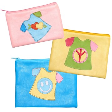 Cosmetic bag in faux leather with embroidery ap...