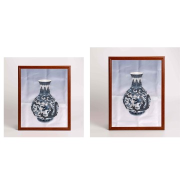 Embroidered Blue and White Vase Art Frame