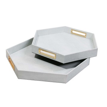 Hexagon Tray with Cutout Metal Handle