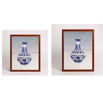 Embroidered Blue and White Vase Art Frame
