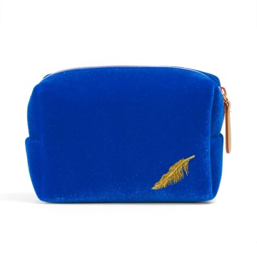 Embroidery velvet cosmetic bag